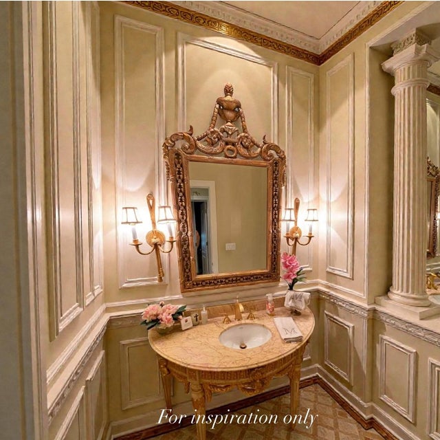 Louis XVI Giltwood Mirror With Urn Crest & Pierced Ribbonwork — 56″ Neoclassical Elegance For Sale - Image 12 of 12