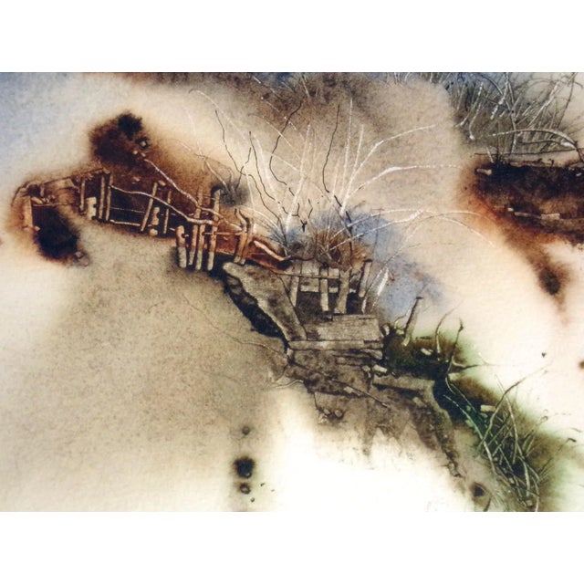 Abstract 1980s "Landform Series 7" Abstract Watercolor Painting by Nanci Blair Closson, Framed For Sale - Image 3 of 6