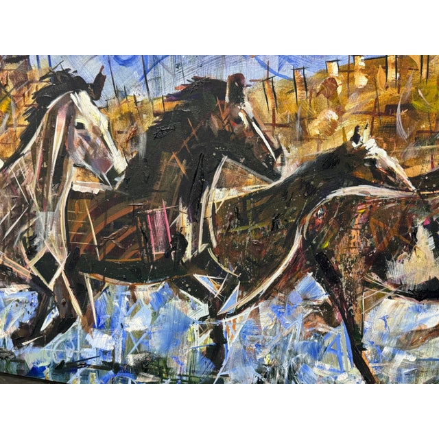 A River Run by Kent Paulette Equestrian Horse Paintings, Big Sky Chic, Modern Cowboy, Western Yellowstone Aesthetic For Sale In Miami - Image 6 of 9