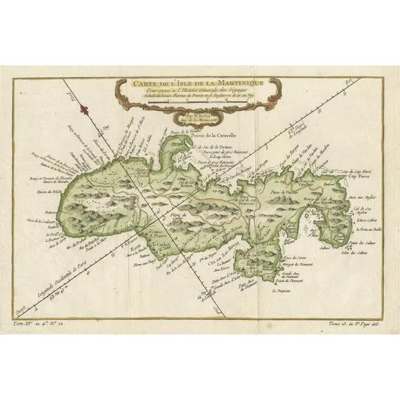 Martinique Island in the Caribbean by Bellin, 1780 For Sale