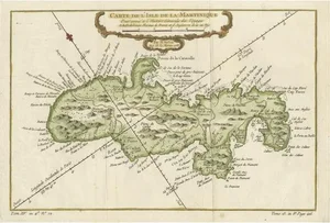 Martinique Island in the Caribbean by Bellin, 1780
