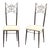 Mid-Century Brass, Metal and White Fabric High-Backed Chairs, Italy, 1950s, Set of 2 For Sale