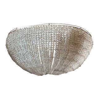 Antique French Sconce Globe Basket With Glass Beads Half Moon For Sale