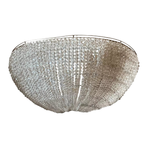 Antique French Sconce Globe Basket With Glass Beads Half Moon