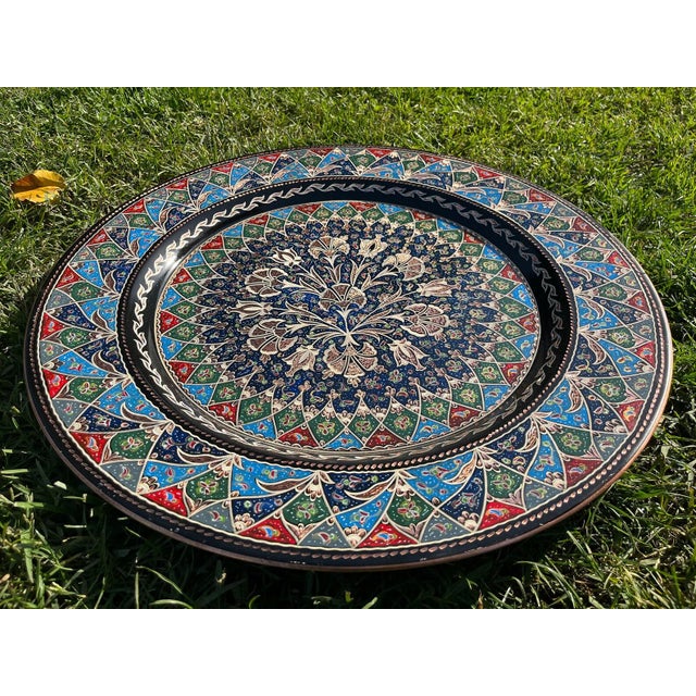 Hand Carved Clove Design Copper Tray For Sale - Image 6 of 8