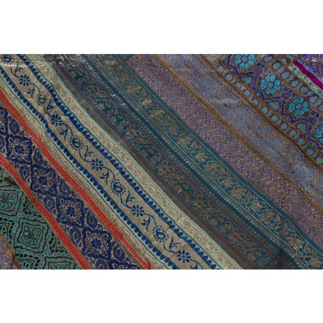 Mid 20th Century Indian Turquoise, Violet & Gold Silk Embroidered Fabric For Sale - Image 10 of 12