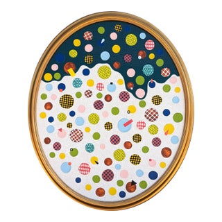 Tina Ruyi "The Oval" Contemporary Colorful Geometric Abstract Circle & Dot Painting, 2024 For Sale