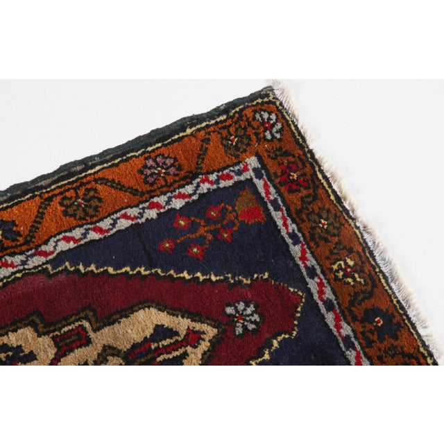 Vintage Turkish Rug – Red Medallion, Floral Borders, Hand-Knotted Wool -1' 5'' X 2' 9'' For Sale - Image 13 of 13