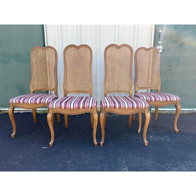 French Provincial French Country Cane Back Dining Chairs- Set of 4- Attr. To Century Furniture For Sale - Image 3 of 12