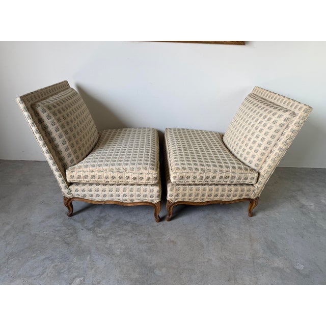 1970’s Hollywood Regency John Widdicomb Style French Provincial Armless Lounge Chairs – Pair For Sale In Miami - Image 6 of 12