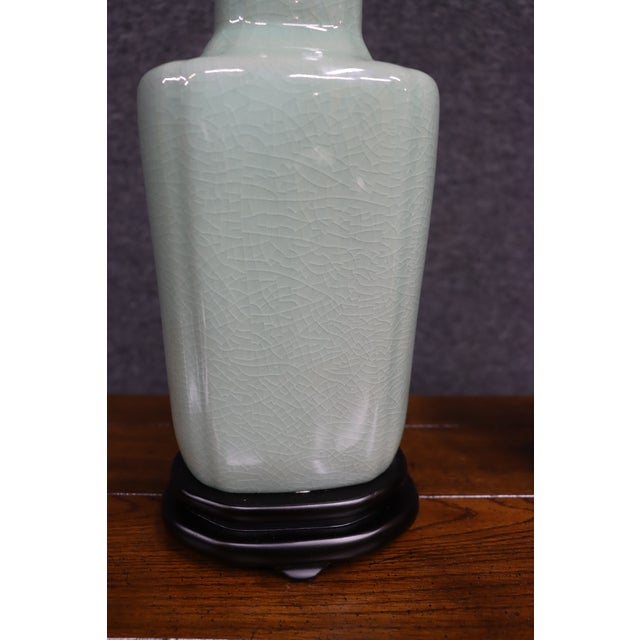 Pair of Celadon Chinoiserie Table Lamps For Sale - Image 9 of 11