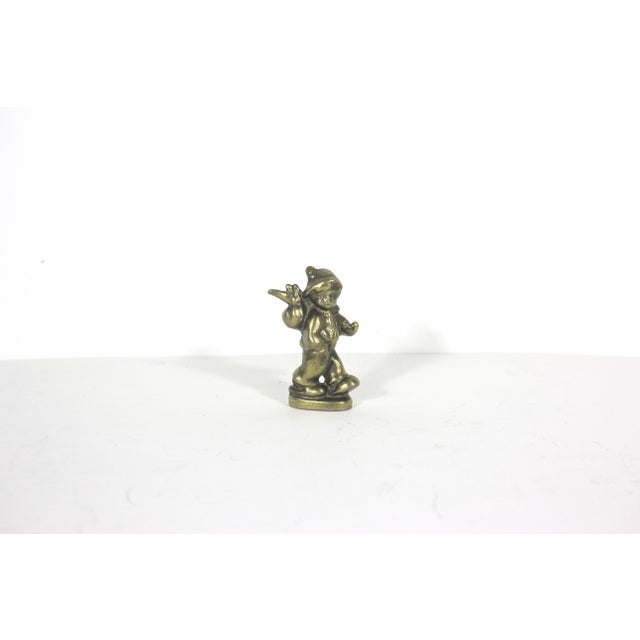 American Vintage Brass Hummel Style Figurine Boy Carrying a Sack Vagabond For Sale - Image 3 of 10