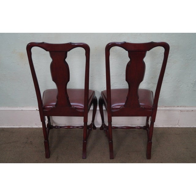 Queen Anne Custom Leather Seat Side Chairs - a Pair For Sale - Image 4 of 10