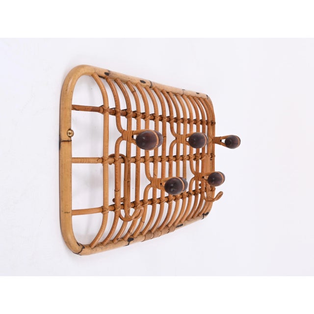 Italian Coat Rack in Bamboo & Rattan attributed to Olaf Von Bohr, 1960s For Sale - Image 11 of 18