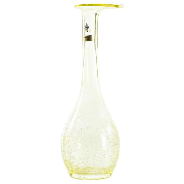 Tall Vintage Crystal Vase in Straw-Yellow with Bulbous Body, Austria, 1950s For Sale - Image 5 of 5