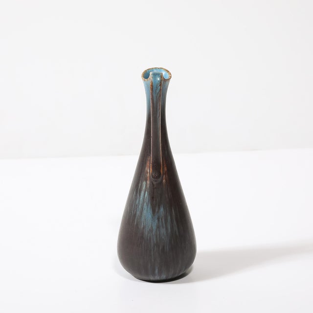 Sky Blue Mid-Century Sky Blue & Copper Pitcher/Vase by Gunnar Nylund for Rörstrand For Sale - Image 8 of 11
