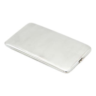 Rectangular Silver Cigarette Case with Hinged Lid For Sale