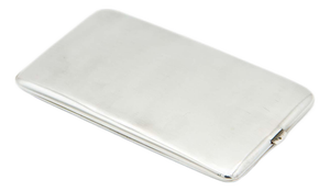 Rectangular Silver Cigarette Case with Hinged Lid