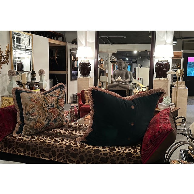 1990s Hand Made Needlepoint Pillows With Bakelite Buttons -A Pair For Sale - Image 5 of 11