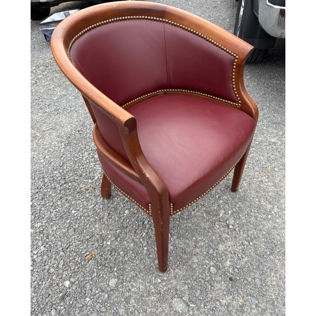 Lexington Burgundy Leather Chair For Sale - Image 4 of 8