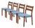Teak and Blue Dining Chairs from Emc Møbler, Denmark, 1960s, Set of 4 For Sale
