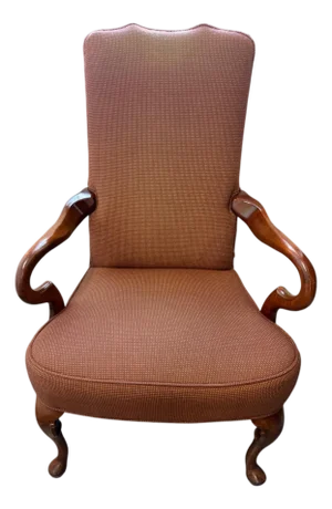 Late 20th Century Leathercraft Queen Anne Mahogany Armchair