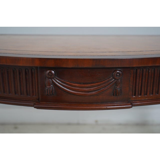 Maitland Smith Adam Style Leather Top Mahogany Console Table For Sale In Philadelphia - Image 6 of 12
