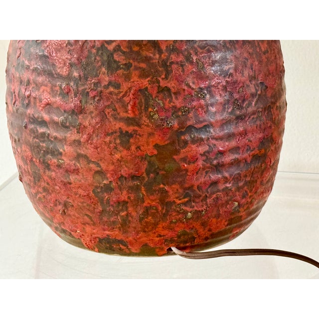 1950s Mid Century Lava Glaze Ceramic Lamp For Sale - Image 12 of 13
