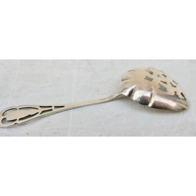 American 1910 Sterling Silver Small Pierced Serving Spoon For Sale - Image 3 of 3