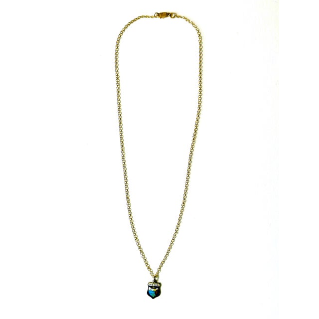 Oregon Vintage Fritz Reu Sterling Silver Enamel Charm on New 18 Inch Gold Filled Necklace For Sale - Image 4 of 5