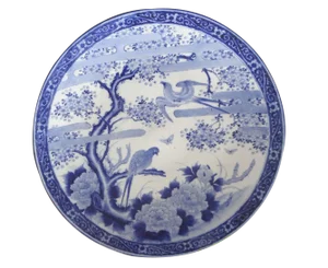 Large Antique Japanese Blue and White Porcelain Plate, 1800s
