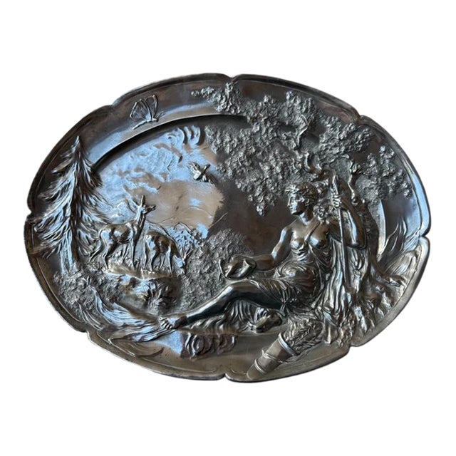 Early 1900s Kaiser KayserZinn Platter Diana Goddes of the Hunt For Sale