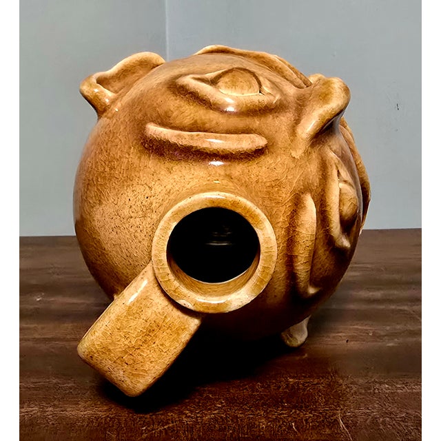 Mid 20th Century Mid‑Century Japanese Oni Face Jug – Crackle Glaze For Sale - Image 5 of 11