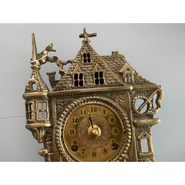 German Mantel Clock in Brass, 1950s For Sale - Image 17 of 18