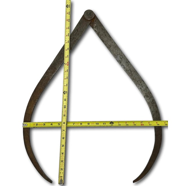Giant Antique Hand Made Wrought Iron Industrial Era Foundry Calipers Circa Mid 19th Century - 24 Inches Tall For Sale - Image 11 of 12
