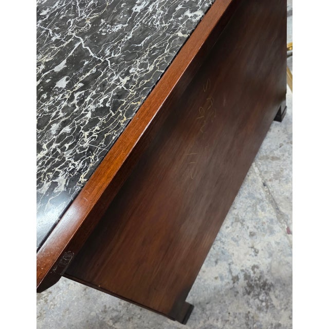 Wood Early 20th Century John Stuart French Empire-Style Walnut Commode With a Black Marble Top. For Sale - Image 7 of 16