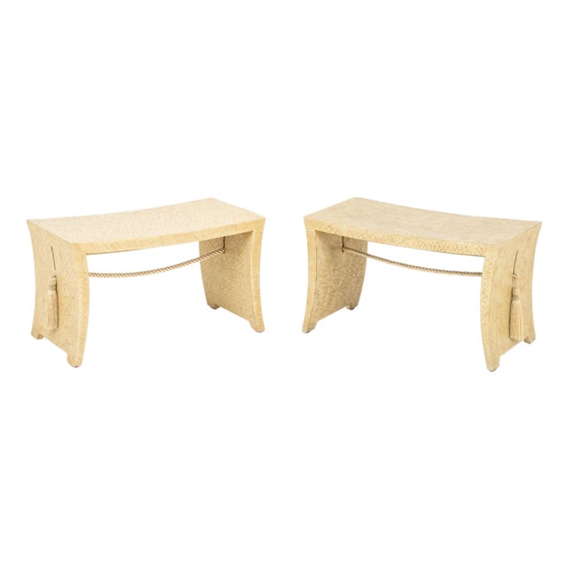 Thomas Pheasant for Baker Furniture Tassel Pagoda Benches, Pair For Sale