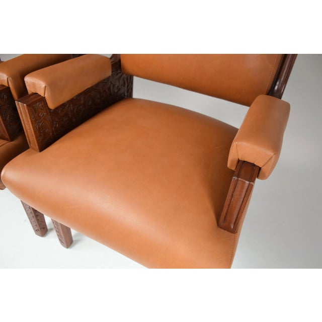 Mid-Century Art Deco Armchairs With Hand-Carved Moorish Frame, 1950s For Sale - Image 9 of 12