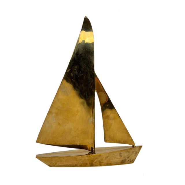 Vintage Oversized Solid Brass Sailboat For Sale