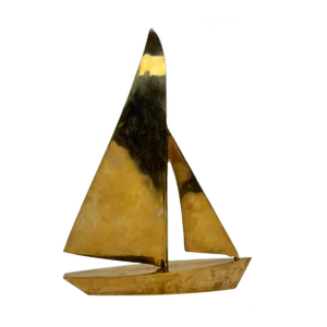 Vintage Oversized Solid Brass Sailboat