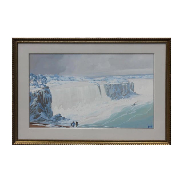 Maude Leach Niagra Falls Spring and Winter Watercolor Landscapes 1920s - a Pair For Sale - Image 9 of 13