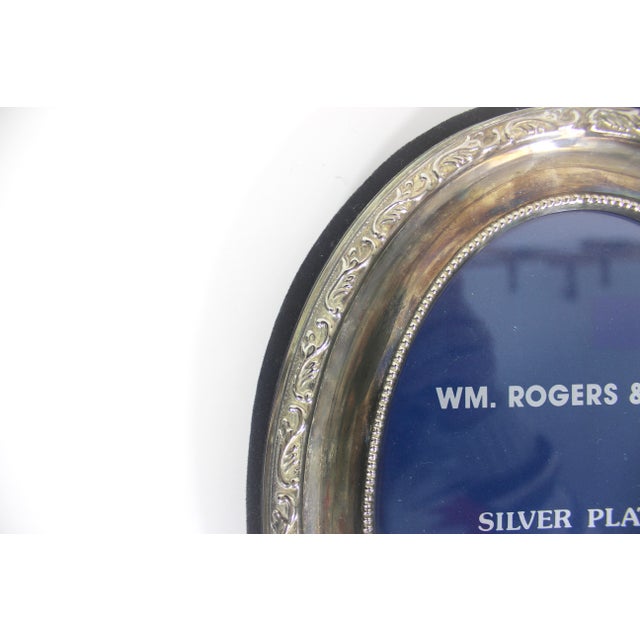 Vintage 5”x7” Silver Plated Picture Oval Photo Frame With Black Velvet Back, Table Top Photograph Frame, Old Patina Ornate Detail For Sale - Image 6 of 6