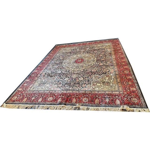 Vintage Black Ground Kashmiri Area Rug - 8' X 10' For Sale - Image 4 of 10