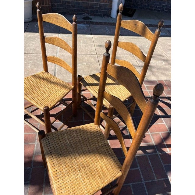 19thc Ladder Back Chairs From Pennsylvania -Set of Three For Sale - Image 9 of 10
