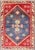 Vintage Turkish Oushak Rug With Geometric Design in Blue and Red For Sale