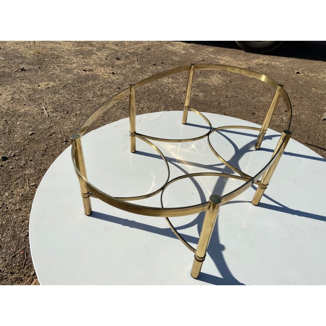 Vintage Mid Century Cocktail Labarge Style Brass and Glass Oval Coffee Table For Sale - Image 15 of 17