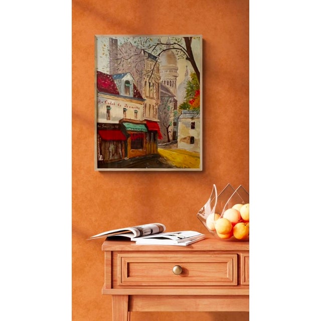 Late 20th Century Architectural Street Scene in France Acrylic on Canvas Signed Lois Barke For Sale In Seattle - Image 6 of 6