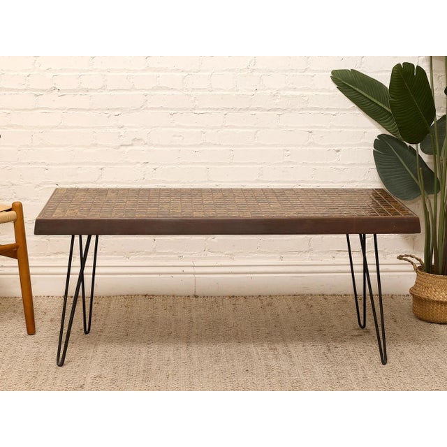 Sculpture Materials Vintage Mid-Century Modern Mosaic Tile Coffee Table With Hairpin Legs For Sale - Image 7 of 10