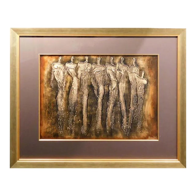 "Untitled" Mixed Media With Oil Acrylic Painting by Irina Russkol, Hand Signed & Framed For Sale