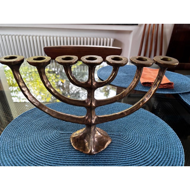 Brutalist Bronze Menora attributed to Michael Harjes, 1960 For Sale - Image 12 of 12